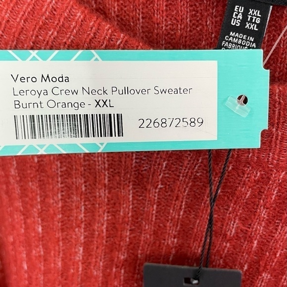 𝅺Vero Moda X Stitch Fix Leroya Crew Neck Pullover Sweater Burnt Orange NWT - Picture 10 of 13